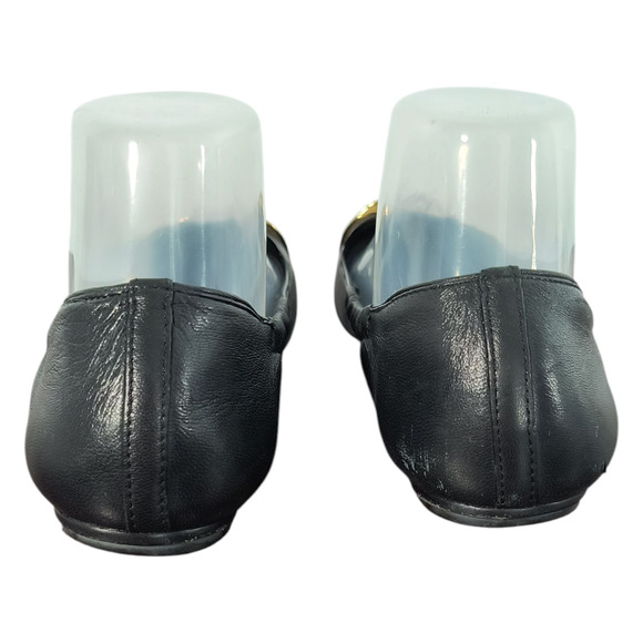 Tory Burch Charlee Loafer Ballet Flats Wmn's Sz 7.5 Black Leather Elastic Sides - Picture 8 of 14